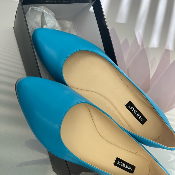 Nine West Speakup Round Toe Slip-on Ballet Flats Blue 7 - Picture 3 of 6